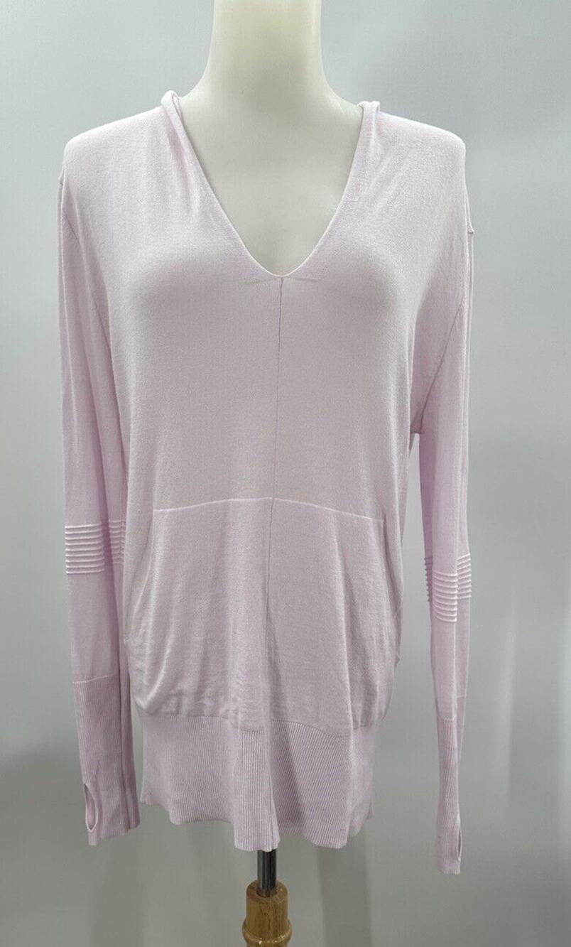 ATHLETA Enlighten Sweater Hoodie Size Small Light Pink Pockets Cotton/Silk Women